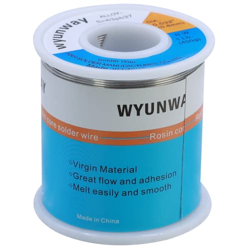 wyunway Solder Wire 63/37 Tin/Lead with Flux Rosin Core for Electrical Soldering weight 1Lb(450g) 0.8mm(0.032")