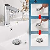 Vessel Sink Drain,Bathroom Pop-up Drain with Detachable Basket Stopper, Anti-Explosion and Anti-Clogging Drain Strainer, Sink Drain Assembly with Overflow Polished Chrome, REGALMIX RWF083H