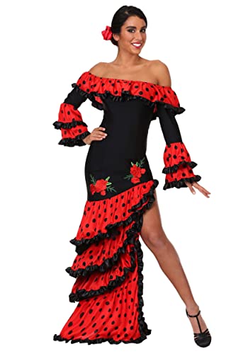 Fun Costumes Women's Spanish Senorita Costume, Spanish Dancer Dress, Spain Celebration Dress Halloween Outfit - Red, Medium