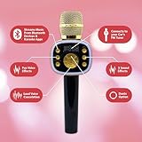 Carpool Karaoke Machine for Kids & Adults, Carpool Karaoke The Mic 2.0 - Wireless & Bluetooth Karaoke Microphone with Voice Changing Sound Effects as White Elephant Gift - Gold & Black