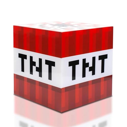 Minecraft TNT Block 6 Inch USB LED Night Light Cube - Decorative, Fun, Safe & Awesome Bedside Mood Lamp Toy for Baby, Kids, Teens & Adults - Best for Home's Bedroom, Living Room Or Even Office