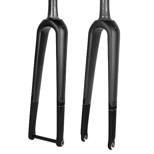 BUCKLOS Gravel 700C Carbon Fiber Road Bike Rigid Fork, QR 9mm/100 * 12mm Thru Axle, 1-1/8 Threadless Tapered Tube Super Light Bicycle Front Forks