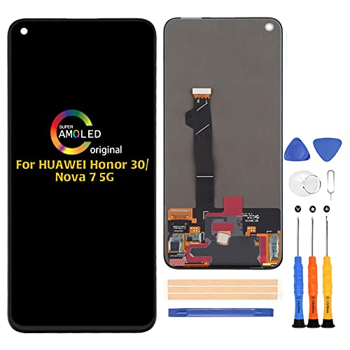 A-MIND for Huawei Honor 30/Nova 7 5G OEM Screen Replacement BMH-AN10 BMH-AN20 JEF-AN00 JEF-NX9 JEF-AN20 LCD Display Touch Digitizer Full Assembly Repair Kits with Tools