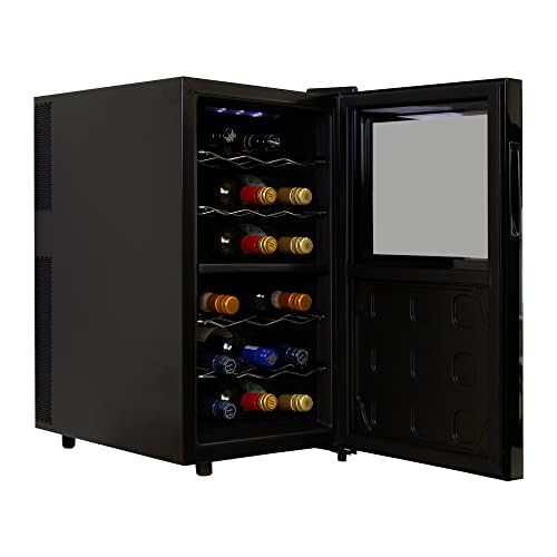 Koolatron 18 Bottle Dual Zone Wine Cooler, Black Wine Fridge, 1.7 cu. ft (48L), Freestanding Wine Cellar, Red, White, Sparkling Wine Storage for Home Bar, Kitchen, Apartment, Condo