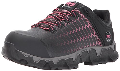 Timberland PRO Women's Powertrain Sport Alloy Safety Toe Athletic Work Shoe, Black Raptek with Pink, 9 M US