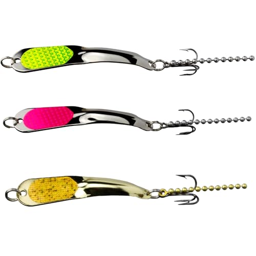 IRON DECOY Steely Spoon Fishing Lures, Casting, Trolling, Jigging, Ice, Lake, River, Stream, Freshwater, Trout, Bass, Walleye, Salmon, Crappie, Pike, Crappie, 3-Pack
