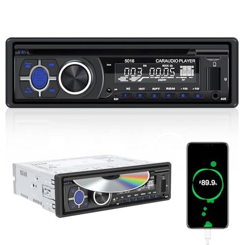 Single Din Car Radio CD Player,Car DVD Player with Bluetooth Hands-Free Calling Car Stereo MP3 Car Player Car Audio Receivers with AM/FM Radio,VCD,DVD,USB/SD Card/AUX-in MP3