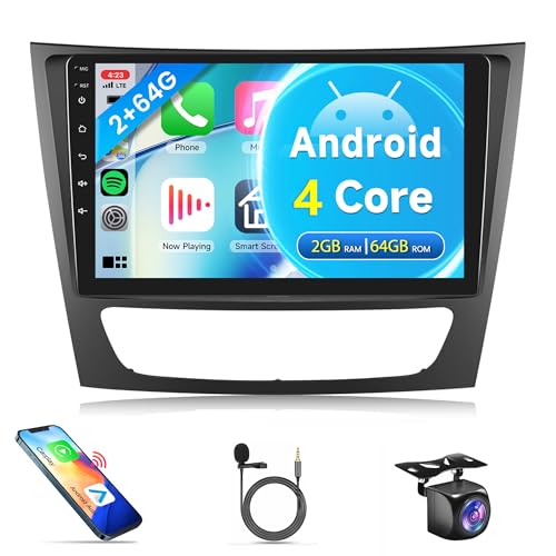 Android Stereo Radio Carplay for Mercedes Benz E Class W211 E200 CLS E320 E500 E350 W219 2002-2010, Rimoody 9 Inch Touchscreen GPS Bluetooth FM HiFi WiFi Android Auto Backup Camera
