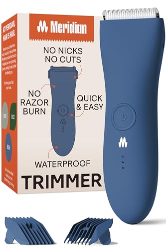 MERIDIAN Body Hair Trimmer for Men, Pubic Hair Trimmer Balls, Body Shaver for Men Groin Safe, Electric Ball Shavers, Bikini Razors Women, Waterproof & Rechargeable - Ocean