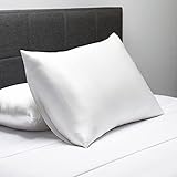 Fishers Finery 25mm 100% Pure Mulberry Silk Pillowcase, Good Housekeeping Winner (White, Queen)