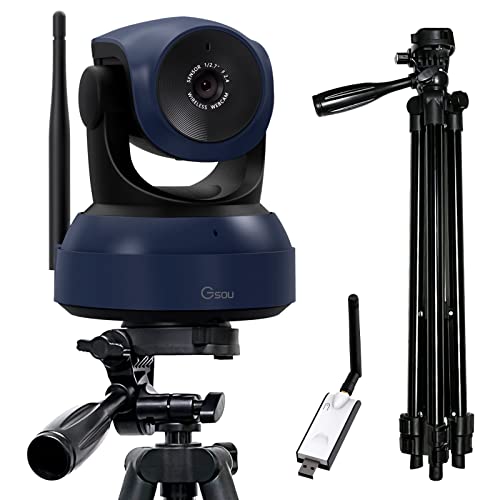 Gsou Wireless Webcam,1080P HD Video Calling and Streaming Camera,Plug and Play,Adjustable Field of Angle Computer Camera for PC/Mac/Laptop/MacBook,Works with Zoom,Meets,Skype,Teams(with Tripod Stand)