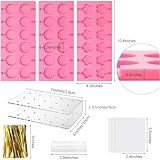 304Pcs Silicone Lollipop Molds Kit, Lollipop Maker Molds Set Pink Lollipop Candy Molds for Chocolate Silicone Mold with 15 Holes Acrylic Lollipop Stand, 100P Sticks, 100P Candy Bags, 100P Ties