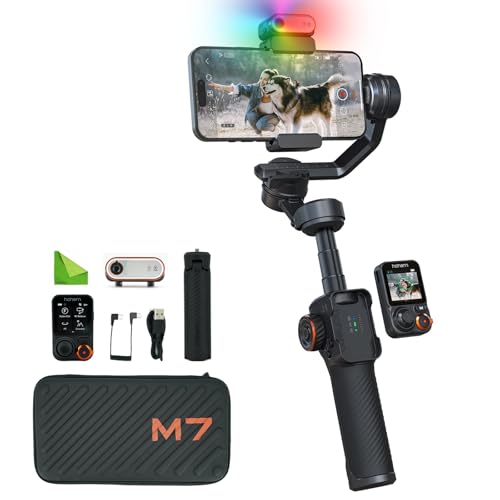 Hohem iSteady M7 Gimbal Stabilizer for iPhone,Phone Gimbal/Smartphone Gimbal w/AI Tracking,Detachable Touchscreen Remote,Extension Pole,Magnetic Fill Light for Video Recording - Hohem M6 Kit Upgrade