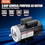 VEVOR 2HP Electric Motor 1725 RPM, AC 115V/230V, 56C Frame, Air Compressor Motor Single Phase, 5/8" Keyed Shaft, CW/CCW Rotation for Agricultural Machinery and General Equipment