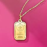 Ross-Simons Italian 24kt Yellow Gold Fleur-De-Lis 1-Gram Ingot Pendant Necklace With 14kt Yellow Gold Frame. 18 inches