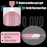 NOVO OVO French Tip Toe Nail Tips Press on, Sharp Square Pre-Designed Soft Gel False Toenail Extension, BERRY PINK Pre-applied Tip Primer & Base Coat, Full Cover Acrylic for DIY x 15 Sizes 240 pcs