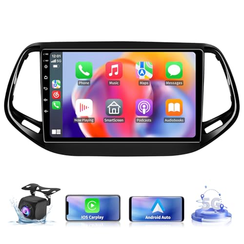 Upgrade Car Stereo Radio for Jeep Compass 2017 2018 2019 2020 - Wireless Carplay and Android Auto GPS Navigation - 4GB+32GB 10.2 inch Touchscreen Bluetooth RDS FM SWC 5GWIFI