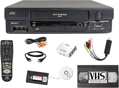 JVC VCR VHS Transfer w/Remote, USB Adapter, HDMI Converter (Renewed)
