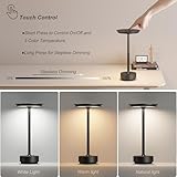 TBBGA 2 Pack Rechargeable Table Lamps Cordless, Portable 5000mAh Outdoor Table Light, 3 Color Stepless Dimming LED Table Lamp with Memory Function, for Home/Dinner/Patio/Restaurant.(Black)