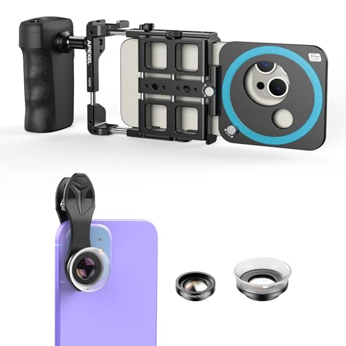 APEXEL 12X / 24X Macro Lens with Universal Phone Rig Video Kit, Compatible with iPhone/Android.
