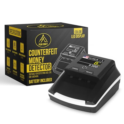 Counterfeit Bill Detector - Counterfeit Money Detector Machine PC278, 4-Way Detection - Money Checker Machine – LED Color Display, UV/MG/IR/Magnetic Rechargeable Fake Bill Detector