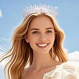 Kamirola Silver Wedding Cubic Zirconia Tiaras and Crowns for Women, Bride Royal Queen Headband Princess Quinceanera Headpieces for Women Bridal Birthday Prom Pageant Party (TR70)