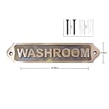 Sam Star Brass Metal Door Sign Plaques| Antique Finish| Easy DIY Installation Plaques| Best Home Decor Plaques| Plaques for Gents, Ladies, Office, Laundry, Restroom, Push, Pull, Parking (WASHROOM)