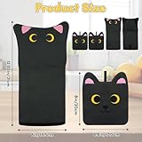 LSYDCARM Oven Mitts, Cute Black Cat Oven Mitts and Pot Holders Sets, Funny Silicone Cooking Gloves with Potholders for Kitchen Heat Resistant, Soft Cotton Inner Lining Gloves for Baking, Microwave