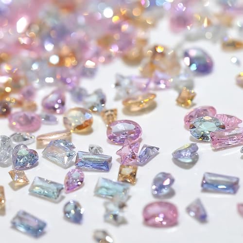 Jremg Zircon Nail Art Charms Mixed Color Shiny Nail Rhinestones 3D Mini Nail Gems 4 Colors Crystal Crafting Rhinestone Kit Fingernail Nail Diamonds for Manicure Women DIY Nail Art Accessories 200Pcs