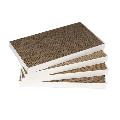Amazon Basics Corrugated Cardboard Cat Scratchers, 4 Pack, White