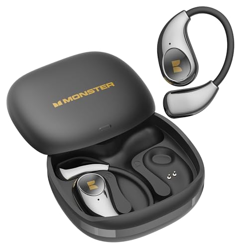 Monster Open Ear AC510 Earbuds, Bluetooth6.0 Wireless Earbuds, Stereo Sound Ear Buds with AI Intelligent Noise Reduction, Type-C Charging, Touch Control, 25H Playback, IPX5 Waterproof Earphones(Black)