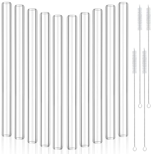 Worldity 20Pcs 12 Inch Long Glass Borosilicate Blowing Tubes, Industrial Glass Tubes for Glass Blowing 12mm OD, 8mm ID, 2mm Thick Wall Clear Glass Pipe with 4 Cleaning Brush for Laboratory Experiment