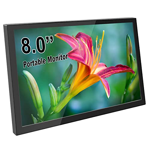ELECROW 8 Inch Portable Monitor, 1280x800 Mini HD Display with Built-in Speakers, USB Powered, Non-Touch LCD Screen for Raspberry Pi, PC, Laptop, Jetson Nano, Game Consoles