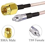 TUOLNK 2 Pack 6'' SMA Male to TS9 Female RG316 Extension Cable SMA Male to TS9 Female Antenna Adapter Cable for 2G 3G 4G LTE External Antenna SMA Male to TS9 Female 4G Antenna Router Extension Cable