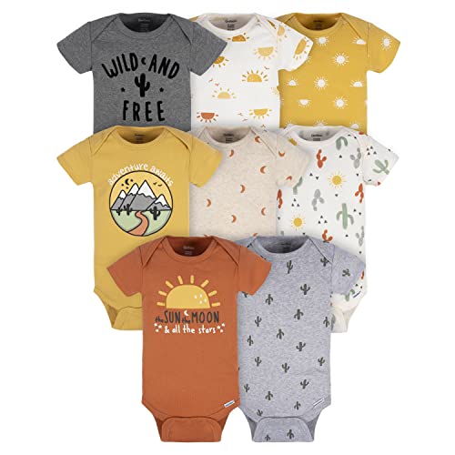 Gerber Baby 8-Pack Short Sleeve Onesies Bodysuits, Southwest, 0-3 Months