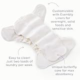 Esembly Cloth Diaper Inner, Trim-Fitting, Certified Organic Cotton, Reusable and Absorbent Leak-Proof Inserts with Snap Closure for Eco-Friendly Diapering, 3-Pack, Size 1 (7-17lbs)