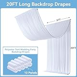 50ftx20ft White Backdrop Ceiling Drapes,10Panels 20ft Height Wrinkle Free Tent Draping Curtains, Fabric Drapery Ceiling Drapes for Wedding Ceremony Birthday Theme Parties with Rod Pocket