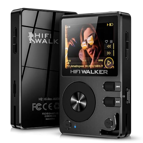 HIFI WALKER H2-128GB MP3 Player Bluetooth 5.2 Hi Res Music Player Flac Digital DSD Lossless Audio Player High Resolution Portable DAP Player, Two-Way Bluetooth, 128GB SD Card+Expandable Memory