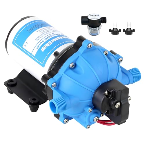 New 5-Chamber RV Fresh Water Pump - 6GPM, 70PSI, Self-priming Diaphragm With Pressure Switch and Filter for RV, Marine, Yacht, Caravan