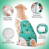 Jollywoods 3 Pack Washable Female Dog Diaper Onesie Sanitary Pantie with Adjustable Suspender, Reusable Fixed Doggie Diapers, Super Absorbent Leakproof for Small Medium Large Dog in Heat Cycle M