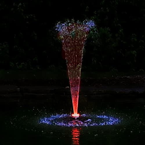 Ocean Mist Small Floating Fountain with 48 RGB LED Lights and 600GPH Submersible Pump for Ponds and Water Gardens