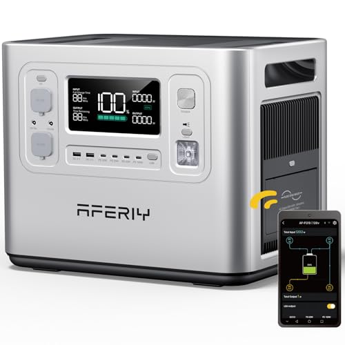 AFERIY P210 Portable Power Station 2400W (4800W Peak),2048Wh LiFePO4 Battery Generator with 1100W AC Charging & 500W Solar Charging,for Home Backup,Outdoor Camping, RVs, Emergencies, Power Outages