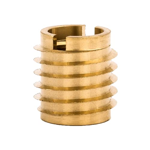 E-Z LOK 400-M10 Threaded Insert for Hard Wood, Brass Thread Inserts, M10-1.5 Internal Thread, 0.625" Length, Pack of 10