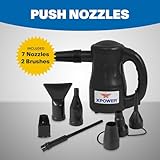 XPOWER A-2 Airrow Pro Electric Air Duster for Dusting, Drying, Inflating, Car Detailing, Computer, Leaf Blowing, 90 CFM, 7 Nozzles+2 Brushes, High Performance Motor, Eco-Friendly, Jet Black