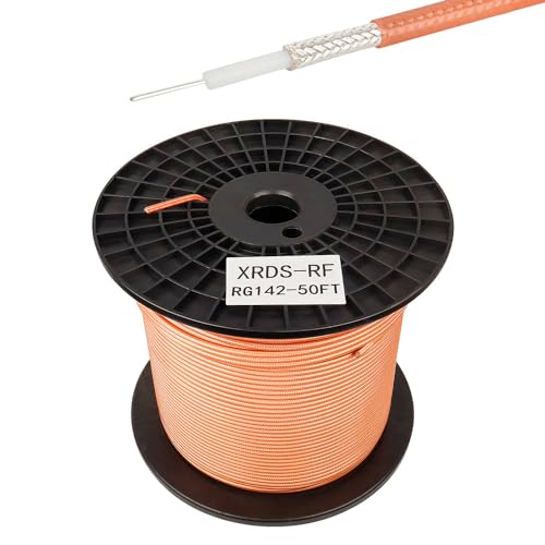 XRDS -RF RG142 M17/60 RF Coaxial Cable 50ft, Silver-Plated Copper Double Shielded Coax