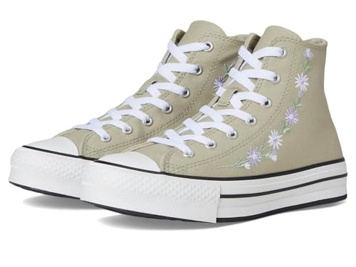 Converse Chuck Taylor All Star Eva Lift Platform Florals (Big Kid), Pale Surplus/White/Violet Heat, 4 US Unisex