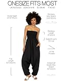 likemary Jumpsuits for Women - Convertible Rompers into Harem Pants - One Size Cotton Jumpers - Maxi Length Outfit & Pockets - Comfortable Strapless Black Jumpsuit for Women