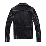 Yiqinyuan Men's Zippers Black Biker Jean Jacket Streetwear Thick Denim Slim Coat with Belt Black L