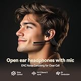 CXK Open Ear Headphones with Mic, Bluetooth Headset with AI Noise Cancellation Microphone Air Conduction Headphones Bluetooth 5.3 Wireless Headset with Mic for Work Call Meeting Driving