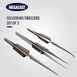 Megacast Tweezers & Cross locking & Straight Soldering tweezers jewelers - 3 piece set